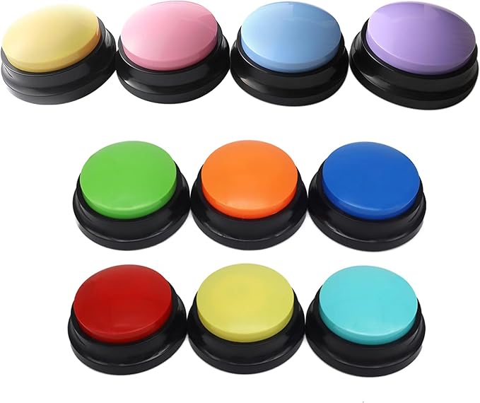 Voice Recording Button, Dog Buttons for Communication Pet Training Buzzer, 30 Second Record & Playback, Funny Gift for Study Office Home 4 Packs