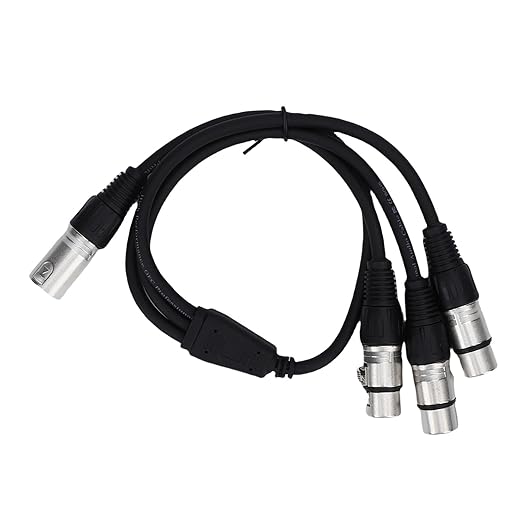 Estink XLR Splitter Cable 3 Pin Male to 3 Female Y Splitter with Zinc Alloy Connectors for Balanced Audio Signal in Studio Live Performance 2ft