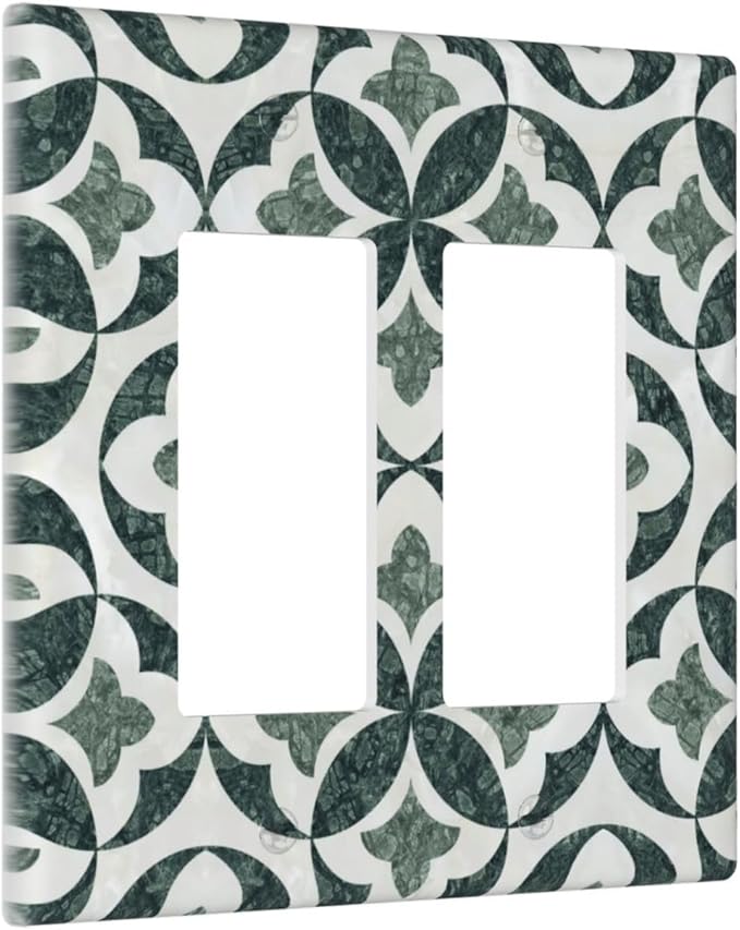 Bvtewkhz Green Luxury Modern Cubic Marble 2 Gang Double Rocker Decorative Light Switch Covers Electrical Faceplate Switch Plates for Bathroom Kitchen Home