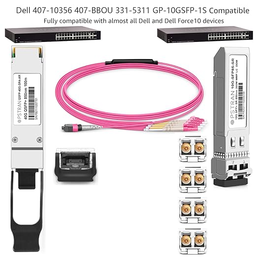 OPSTRAN 10GBASE-SR SFP+ Optical Transceiver Module Compatible with Dell 407-10356 407-BBOU 331-5311 and Dell Force10 GP-10GSFP-1S 10Gbps 850nm 300m DDM Duplex LC MMF 4 Pack