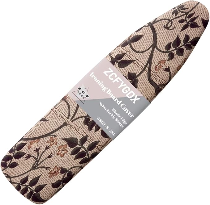 ZCFYGDX Ironing Board Cover with William Morris Prints, Washable Elastic Fabric, Heat-Resistant and Breathable, 3 Nylon Buckle Straps Fastening, Fits for Various Standard Sizes, 14x45 Inch