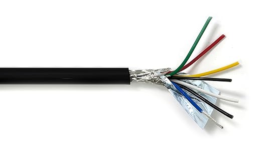KWANGIL 6C 20AWG AMSB Shielded Cable Wire (UL2464) - Highly Flexible Str TC, PVC Ins, OS+TC BRD, PVC JKT for CNC Machine, Stepper Motor, VFD Spindle (Matte Black 100FT)
