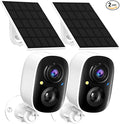 2K FHD WiFi Wireless Cameras Solar Powered,Security Cameras Wireless Outdoor,Outside Camera for Home Security,AI Motion Detection,Color Night Vision,Spotlight,Siren Alarm,SD/Cloud Storage,2 Pack