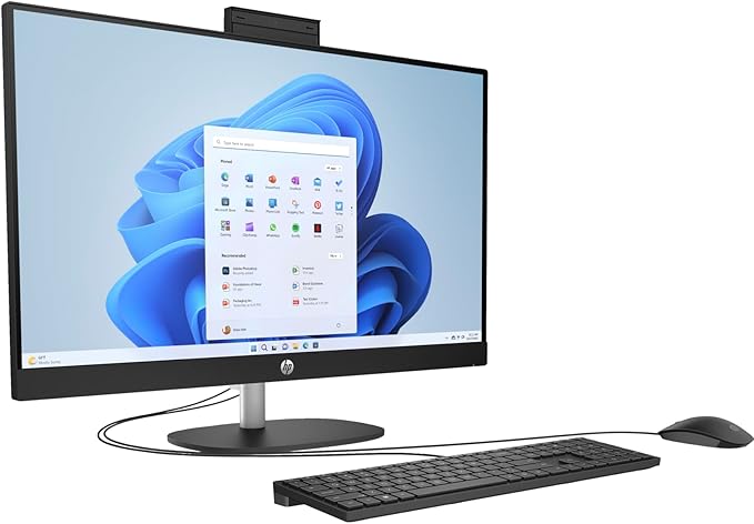 HP 27 FHD IPS AIO PC (Intel 12-Core Ultra 7 255U CPU, 96GB DDR5 RAM, 4TB NVME SSD, MS Office 2021 Lifetime, W11 Pro, HDMI, RJ45, WiFi 6, FHD Webcam, Wireless KB+Mouse) - All in One Business Desktop