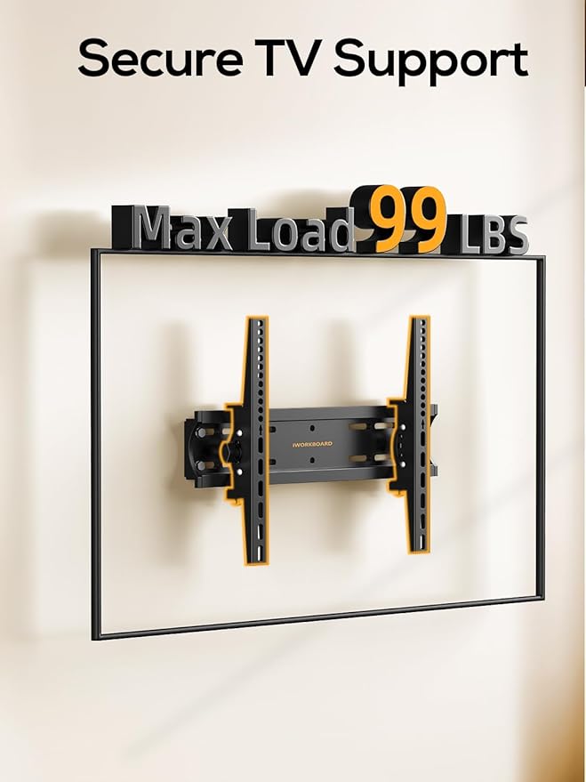 IWORKBOARD 40 50 55 inch Tilting TV Wall Mount for 24-65 '' TVs, Low Profile TV Mount, Ultra Slim Wall Mounts TVs Bracket, Max VESA 400x400mm, 99 lbs & 16 inch Studs, Fit Most 32+ 42 43 45 Screen