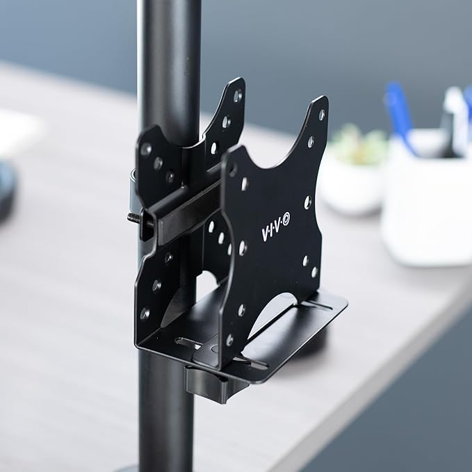 VIVO Adjustable Thin Client Mini PC Mount Bracket, CPU VESA Under Desk and Monitor Arm Computer Holder, Black, MOUNT-PC05C