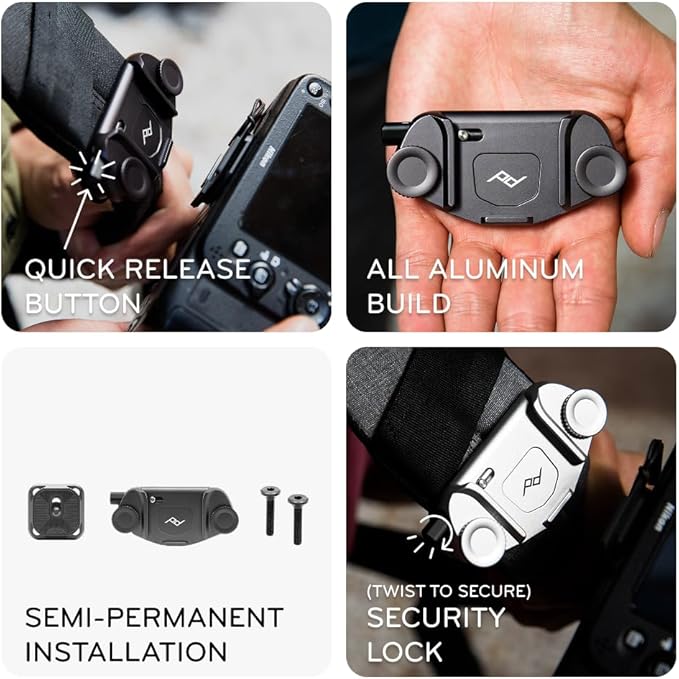 Peak Design Capture Camera Clip V3, Kelp with Plate, Holds DSLR, Compact and Point and Shoot Bodies, Secure, Stable and Accessible, Attaches to Straps and Belts, Quick Release, 200 lb Capacity