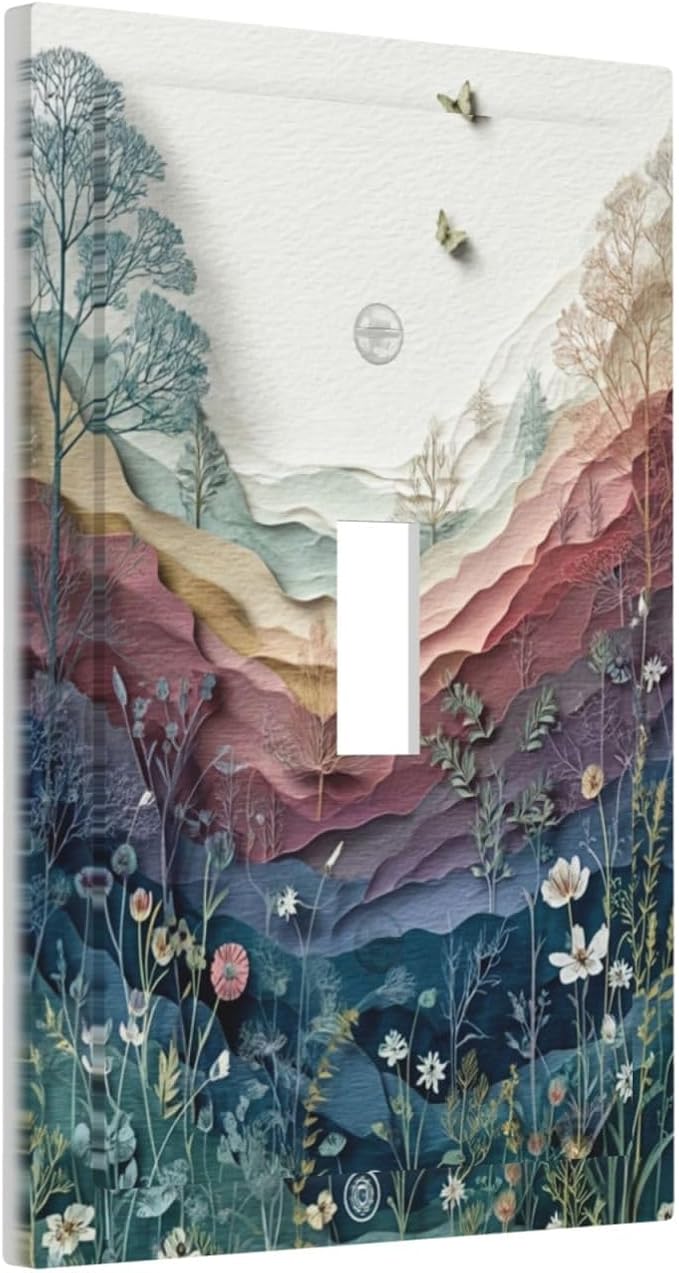 Bvtewkhz Butterfly Nature Floral Plant Leaves 1 Gang Single Toggle Wall Plate Cover Decorative Light Switch Covers Electrical Faceplate Switch Plates for Bathroom Kitchen Home