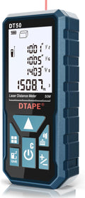 Laser Measure, DTAPE 165 Ft Digital Laser Distance Meter, Upgraded High-Accuracy Laser Measuring Tool, Electronic Tape Measure, 2" Backlit LCD Display, Area/Volume/Indirect Measurement, in/Ft/Ft+in/M