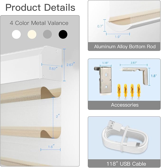 Tokblind Motorized Sheer Shade with Remote Control, Light Filtering Electric Roller Blind Compatible with Alexa via Hub, Rechargeable Smart Window Shade Custom Size (Light Filtering Coffee)