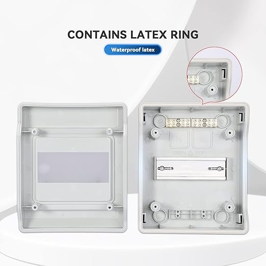 Mollom 6 Way Power Distribution Box with Bus Bars and Din Rail for Miniature Circuit Breaker MCB, Waterproof IP66.Padlock Available for Indoor and Outdoor Use