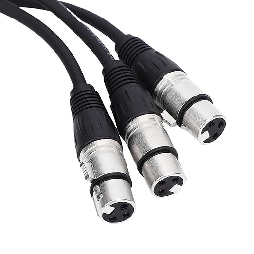 Estink XLR Splitter Cable 3 Pin Male to 3 Female Y Splitter with Zinc Alloy Connectors for Balanced Audio Signal in Studio Live Performance 2ft