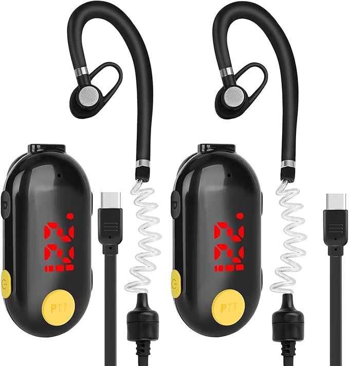 ELIDAIP T-M9 Super Mini Walkie Talkies with Earpieces Small Portable FM Transceiver Mini Two Way Radios for Security, Restaurant, Workplace,Out Door Sport,Supermarket,Hospital,Tourism Black 2-Pack