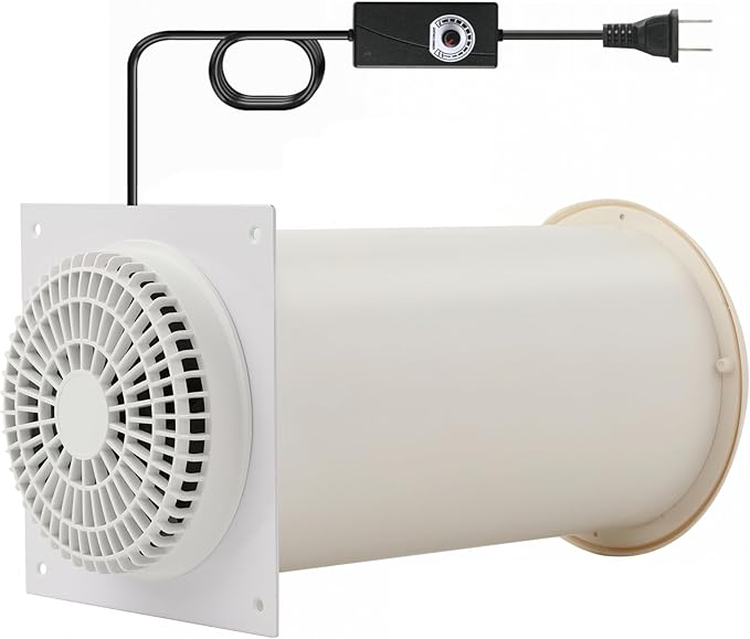 MEOZRI Through-the-Wall Ventilation Fan Exhaust Fan White Cover 6-inch Diameter Vent with 11.8 inch Length 280 CFM