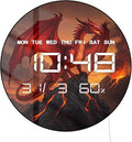Timethink 12'' Red Fire Dragon Digital Wall Clock LED Display, Fantasy Medieval Gothic Decor Electric Wall Clock with Temperature, 12/24hr, Date, Auto-Brightness, USB Powered for Bedroom Living Room