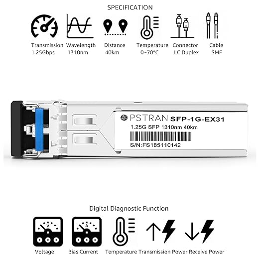 OPSTRAN 1000BASE-EX SFP Optical Transceiver Module Compatible with Mikrotik 1310nm 40km DDM Duplex LC SMF 4 Pack