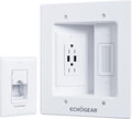 ECHOGEAR TV Cord Hider for Wall Mounted TV with 2X AC Outlets & 2X USB-A Ports - Hide Power Cables & Low Voltage Wires Behind The Wall - Includes Template, Saw, & Low Profile Extension Cord - White