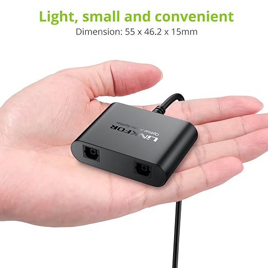 LiNKFOR 1X2 Toslink Optical Digital Audio Splitter Digital Toslink Fiber Optical Splitter 1 Male Input 2 Female Output for Home Theatre, Xbox, PS5/PS4,Wireless Headphones and Soundbars