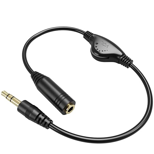 PChero 3.5mm Headphone Extension Cables, 2pcs 3.5mm Male to Female Stereo Audio Extension Cord with Volume Adjustment Control for Smartphone Tablets MP3 Players - 10inch