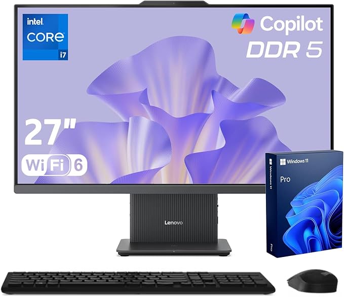 Lenovo IdeaCentre Business Computer All-in-One PC, 27" FHD 100Hz Display, Intel Core i7-13620H, 32GB DDR5, 2TB SSD, Wi-Fi 6, Windows 11 Pro with AI & Microsoft Copilot, Wireless KB & M, Grey