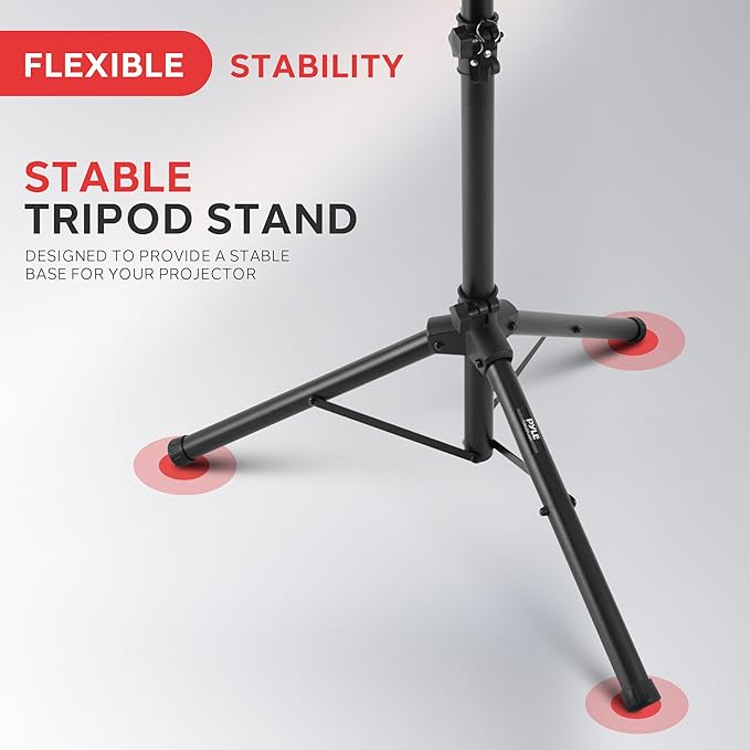 Pyle Projector Stand Tripod 28.0'' - 50.0'', Pro DJ Laptop, Easy Setup, Portable Studio Stand for Laptops, Mixers, and Projectors, Height Adjustable for Stage, Home, Studios, Stable and Versatile