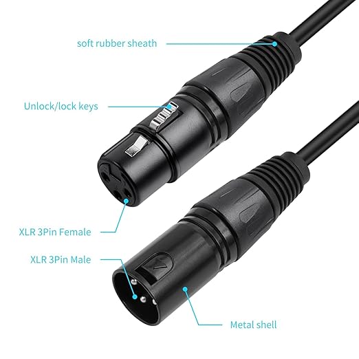 5 Pack XLR Splitter Cable,1 Maleto 2 Female, 1.5FT Stereo Mic to L&R Audio Y-Splitter Cable