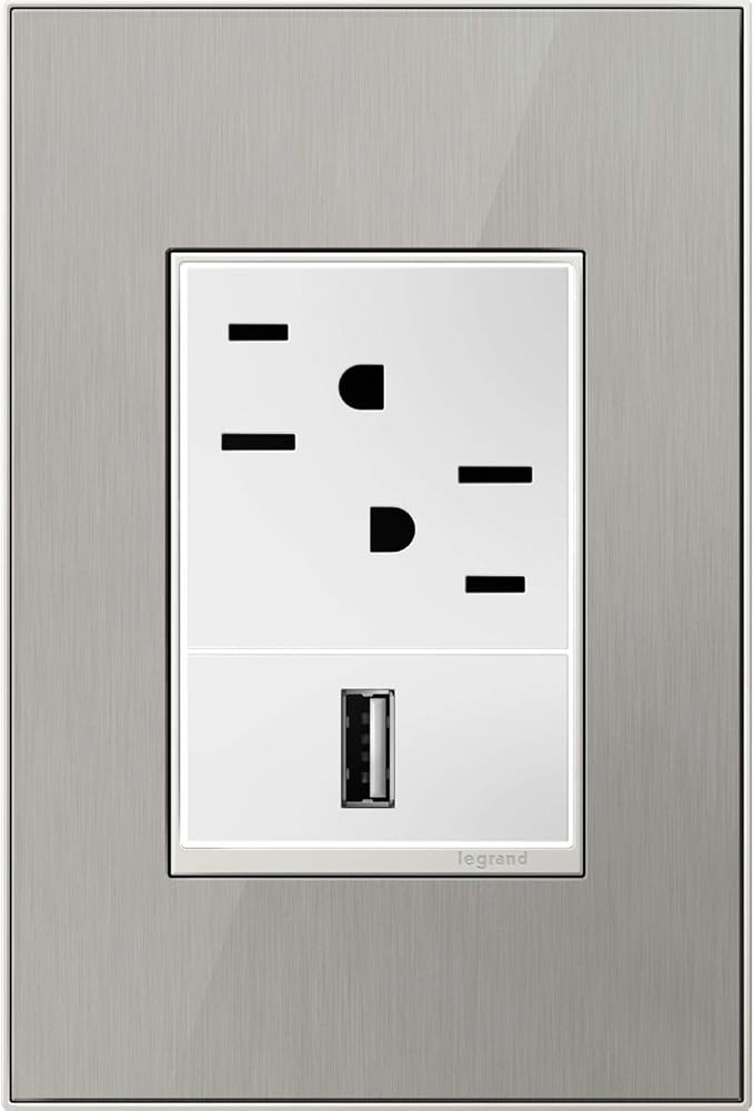 Legrand adorne Brushed Stainless, 1-Gang + Wall Plate, AWM1G3MS4