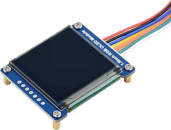 waveshare 1.5inch RGB OLED Display Module 128x128 Pixels 16-bit High Color (65K Colors) with Embedded Controller Communicating via SPI Interface.