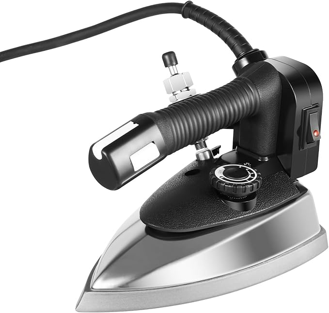 Industrial Gravity Feed Steam Iron 1200W Commercial Electric Iron with 3L Large Capacity Water Bottle, Temperature Adjustable Heavy Duty Clothes Iron for Garment Factory Dry Cleaners Hotels