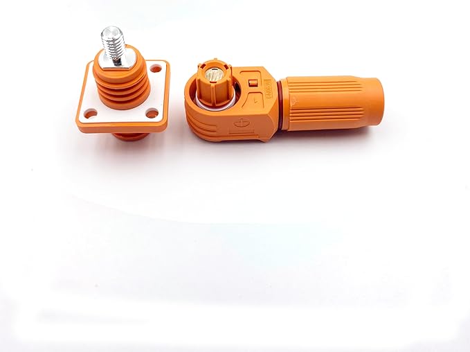 1 Set Battery Energy Storage Connector, Quick Plug Terminal High Current Connectors Right Angle Plug and Socket IP67 Waterproof Power Connector Stud Wiring Method 60A 10mm² (60A, Orange)