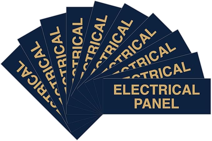 All Quality Basic Electrical Panel Sign - Fire Regulation Safety Compliance Sign - Blue/Gold - Small (10 Pack)