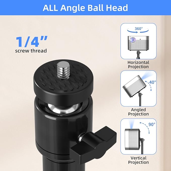 suptek Exdentable 63.9" Projector Stand 360°Swivel, Height Adjustable 53.7-63.9inch, Mini Projector Mount Bracket, Compatible with Home Office Video Vlog DVR Camera, PR001FL