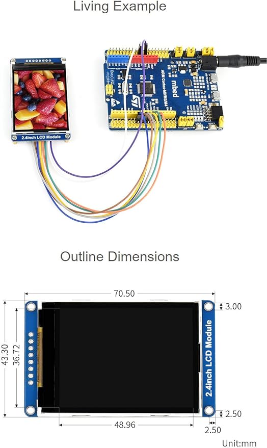 waveshare 2.4inch LCD Display Module with 65K RGB Colors 240×320 Resolution SPI Interface