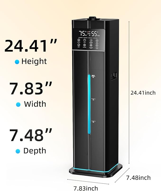 Cool Mist Humidifiers for Large Room, Ultrasonic 2.4Gal 9L Quiet Top-Fill, Easy Clean with Essential Oil Tray, 360°Nozzle, 4 Speed, Remote, 60H Runtime, for Baby, Adults, Plants, Home, House, Bedroom