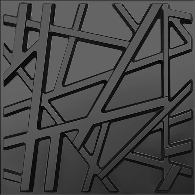 LEVOWAY 33 Pack 3D Wall Panels for Interior Wall Decor, 12''x12'' Black Accent Textured Wall Panels, Wall Covering Panles for Living Room, Gaming Room, TV Background, Cover 32 Sq.Ft