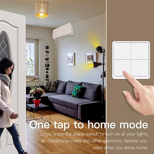 ZigBee Wireless Remote Control Smart Switch Wall Panel Transmitter,Requires MoesGo zigbee Hub,Smart Life/Tuya APP Remote Control, Wireless Button for Smart Home Devices and Scenes White