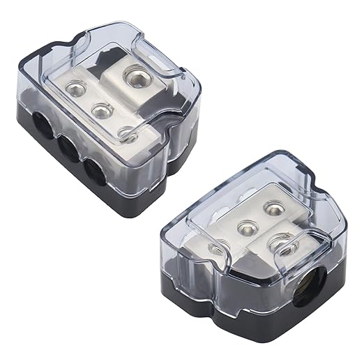 3Way Power Distribution Block 0 GA/ 4 GA in 4 Gauge/8 Gauge Wire Out Ground Blocks 2PCS