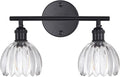 Shenmoyl Bathroom Light Fixtures, 2-Light Black Vanity Wall Light Over Mirror with Clear Tulip Glass Shade for Bedroom Living Room (Bulb Not Included)
