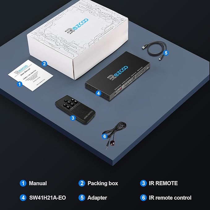 4K@120Hz HDMI 2.1 Switch 4 in 1 Out with Audio Extractor VRR ALLM HDCP2.3 ARC eARC HDR CEC SPDlF Optical and 3.5mm Audio Out D-o-l-b-y Digital EDID for PS5 Xbox NVIDIA AMD