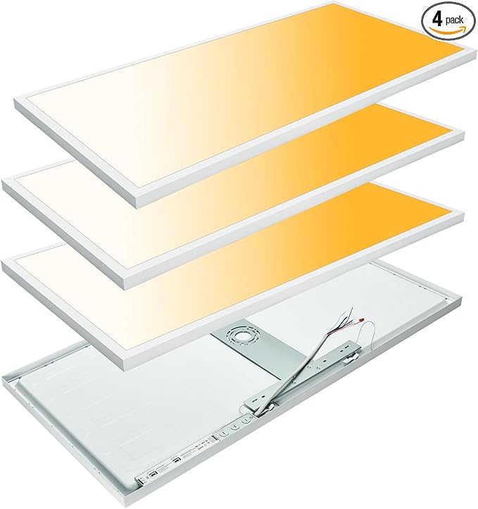 Mcacggo 4-Pack 2x4 FT LED Flat Panel Light Surface Mount 5000K-4000K-3000K Switchable & 0-10V Dimmable, 30W-40W-50W Selectable, Flush Mount Ceiling Lights 24x48 inch, ETL Listed, 100-277V, White