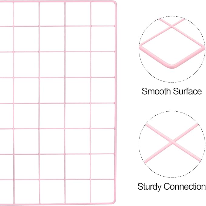 PATIKIL 16"x16" Wire Grid Panel, 2 Pack Board Photo Pictures Memo Display Grid Panels Hanging Organizer Wall Decorative Panel for Home Office Wedding, Pink