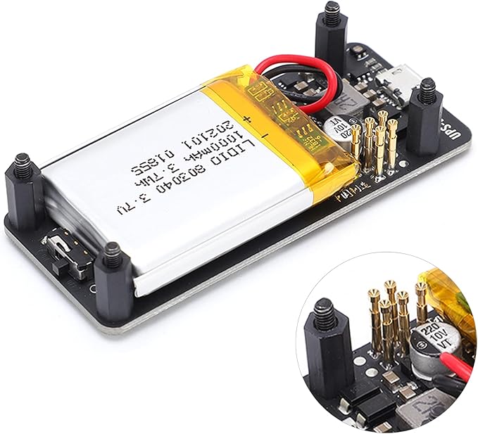 HaloVerde Uninterruptible Power Supply Pi Zero Module with a Built in 1000mAh Battery, a Complete Pi Zero UPS Charger Accessory and Power Board with 400mA Input