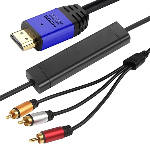 HDMI to RCA 6FT Cable with IC, HDMI Male to 3-RCA BL AV Cable Video Audio Component Converter Adapter 1080P Cable for TV HDTV DVD