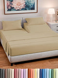Split Head King Sheet Set – 4 Piece Flex Split Top King Sheets for Adjustable Beds - Fits 14” to 16" Mattress w/ Deep Pockets - Ultra-Soft, Breathable & Cooling - Luxury Bedding & Wrinkle Free - Beige