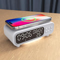IHAO 5in1 Alarm Clock with Wireless Charging Night Light 15W Fast Charger for Phone and Headphone, LED Digital Display with Date & Temperature, Dimmable for Bedroom & Office-D15 Clock White