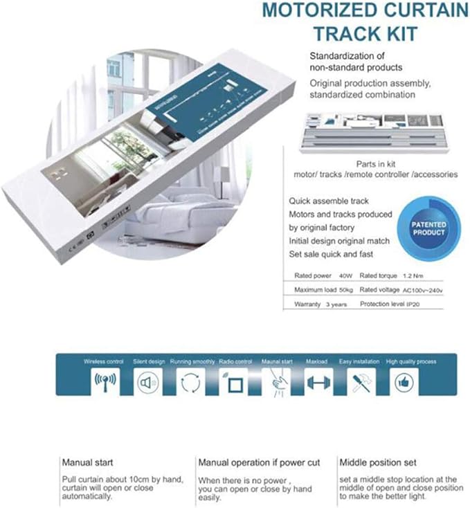 OlideSmart DIY WiFi Smart Automatic Curtain Motor Track System, Automatic Curtain Motor, Blinds Tracks, Length can be Customized (White, 5.2m)