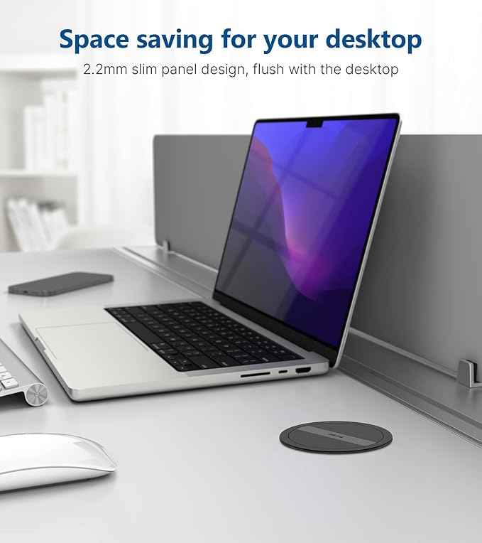 Pop Up Outlet for Countertop,Recessed Power Strip,Power Grommet 3.15 inch Desk Hole Insert,20W USB C,2 Outlets,2 USB C/2 USB A, Table Outlet,Desk Charging Station (Black, 3FT)
