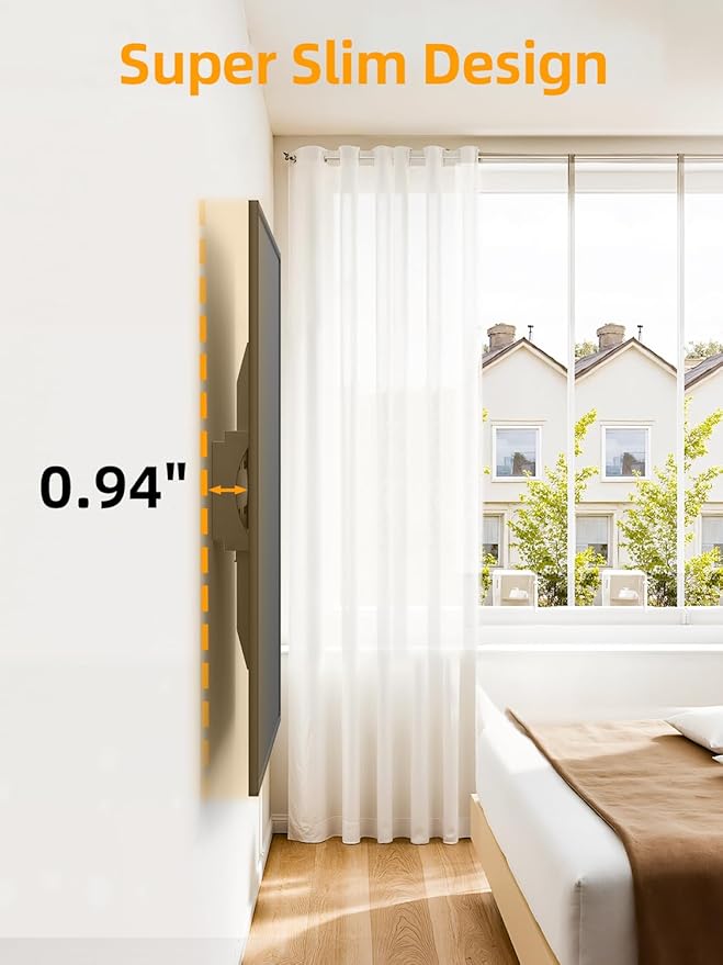 IWORKBOARD 43 50 55 inch Fixed Low Profile TV Wall Mount for 24-65 inch LED/LCD & Flat/Curved TVs, Universal Wall Mount Bracket with Safe Lock, Max VESA 400x400mm, up to 99Lbs & 16 '' Stud