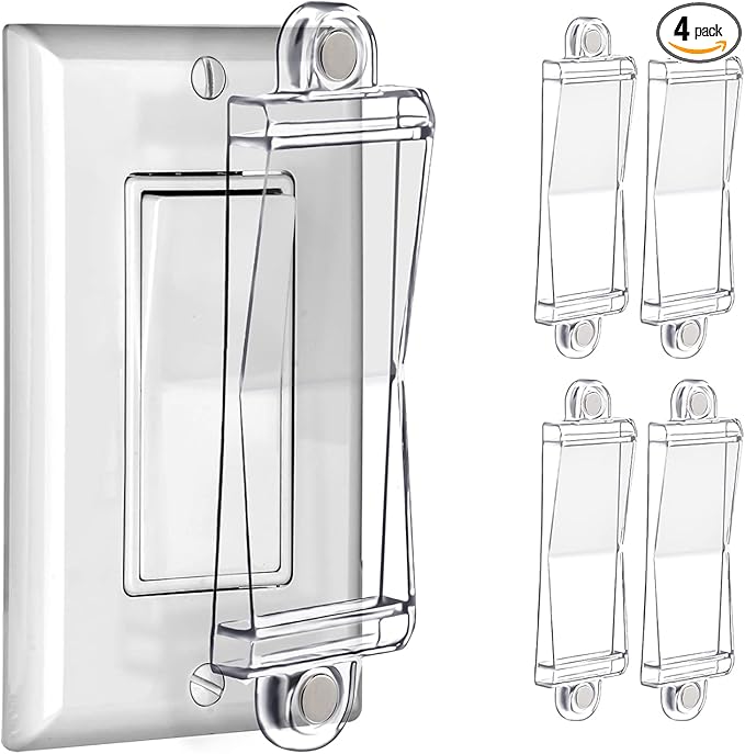Magnetic Light Switch Guard Cover- PSZEZNZ Light Switch Outlet Covers for Flat Modern Wall Switches-Child Safety Protection(Clear,4 Piece)