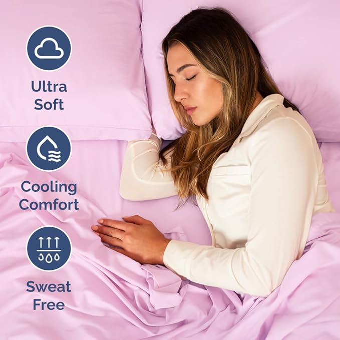 RV Short Queen Sheet Set 60 X 75 - 4 Piece RV Short Queen Bed Sheets - Soft, Breathable & Cooling - Designed for Bunks, Trailers & Campers - Fits 8” to 12" Mattress - Hotel Luxury Bedding - Light Pink